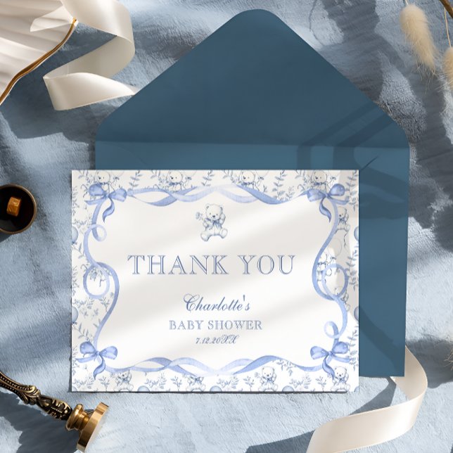 Toile Teddy Bear Thank You  Card (Creator Uploaded)