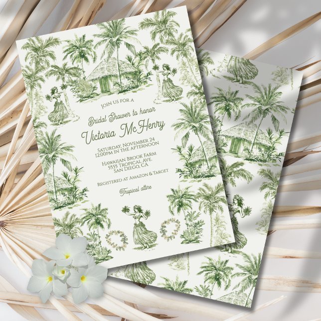Toile Tropical Hawaiian Island Bridal Shower Invitation (Creator Uploaded)
