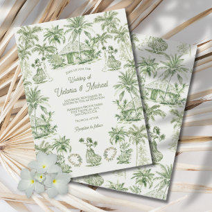 Toile Tropical Hawaiian Island Wedding Invitation