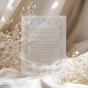 Toile Victorian French Something Blue Bridal Acrylic Invitations