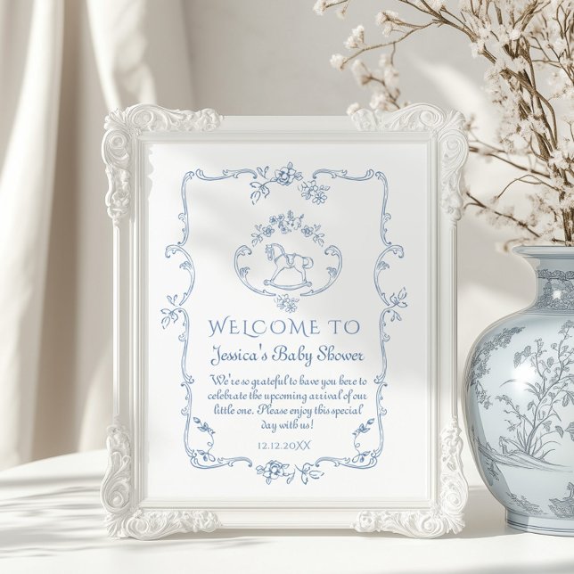 Toile Vintage Chinoiserie baby shower Welcome Poster (Creator Uploaded)