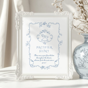 Toile Vintage Chinoiserie Pacifier Hunt game Poster