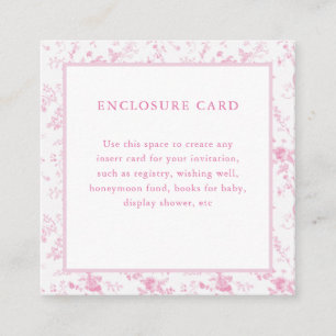 Toile Vintage Floral Pink Square Enclosure Card