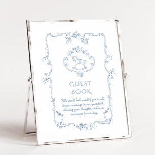 Toile Vintage frame baby shower Guest Book sign