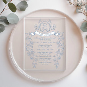 Toile vintage frame Chinoiserie Baby Shower Acrylic Invitations