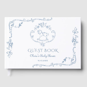 Toile Vintage frame Chinoiserie Baby shower Guest Book