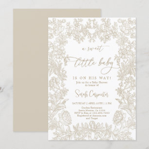 Toile Vintage frame Neutral Baby Shower Invitation