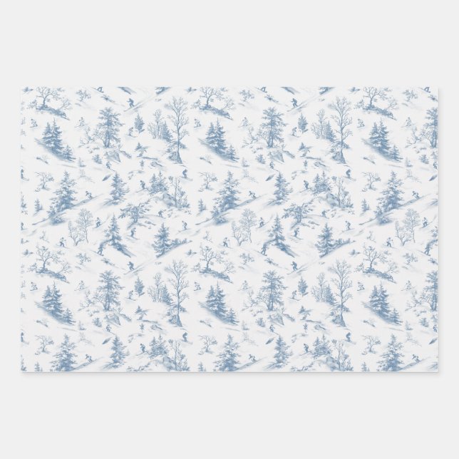 Toile Wrapping Paper Modern Classic Ski Vignette (Front)
