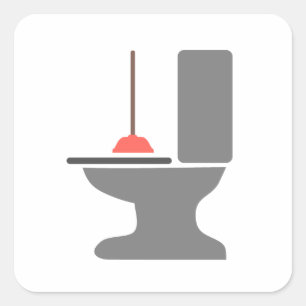 Toilet and Plunger Square Sticker