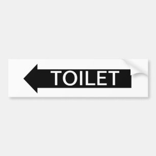 Toilet Arrow Sign Left Bumper Sticker