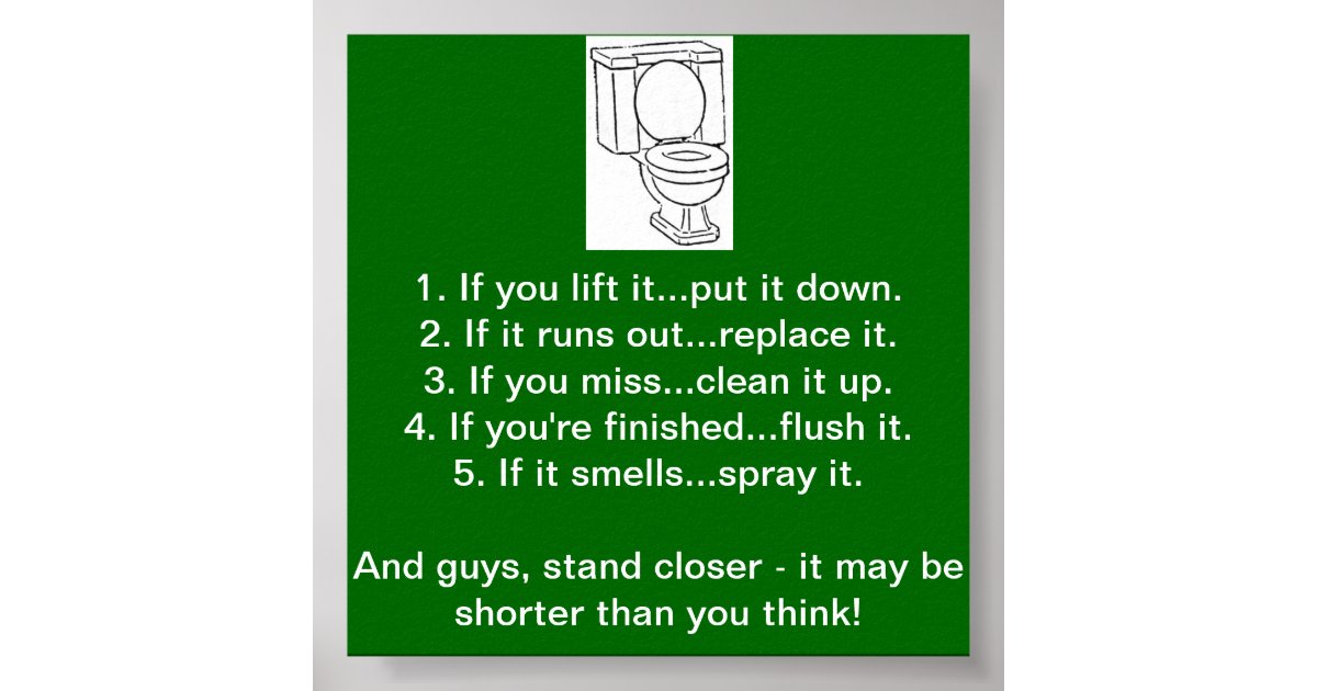 TOILET BATHROOM RULES POSTER Zazzle