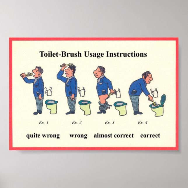 Toilet Brush Instructions Poster (Front)
