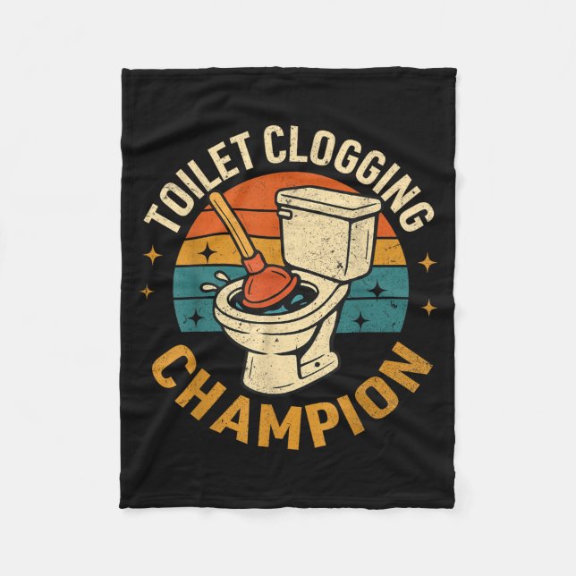 Toilet Clogging Chamon Tee Funny Meme  Fleece Blanket (Front)