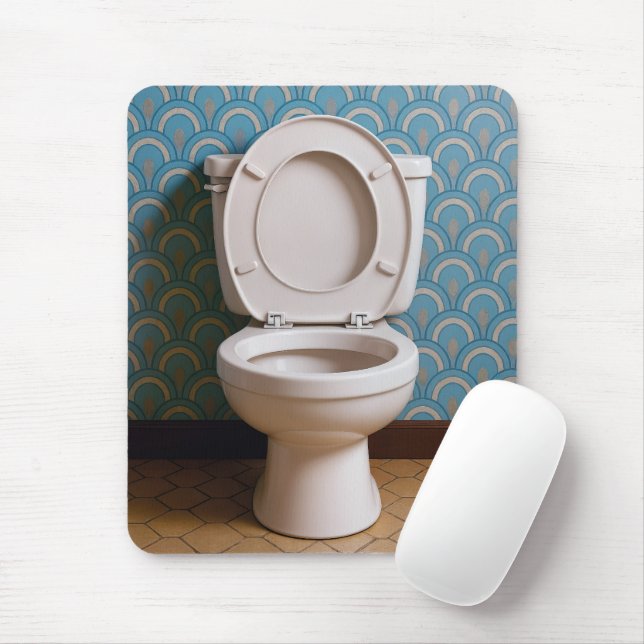 Toilet In a Retro Bathroom Mouse Mat (With Mouse)