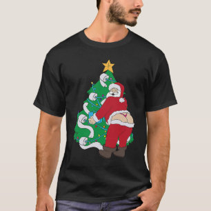 Toilet Paper Christmas Tree Santa Wearing Thongs T-Shirt