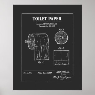 Toilet Paper Patent Blueprint Poster