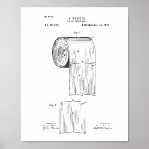 Toilet Paper Patent Poster, Bathroom Print Decor