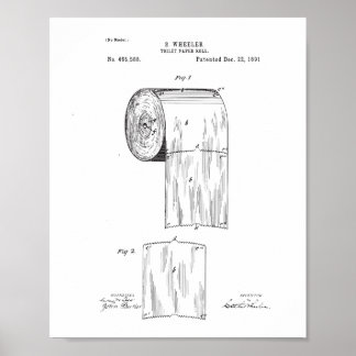 Toilet Paper Patent Poster, Bathroom Print Decor
