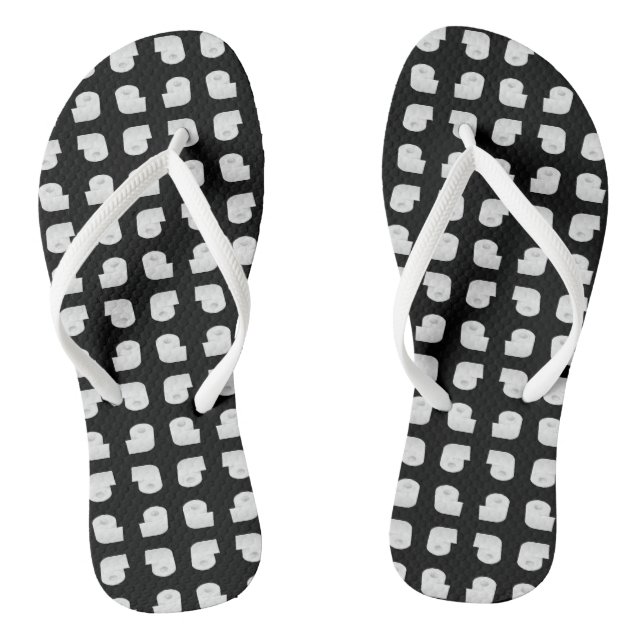 Toilet Paper Pattern Flip Flops (Footbed)