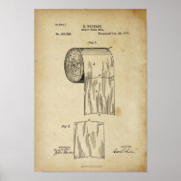 Toilet Paper Roll Patent Print Parchment Poster