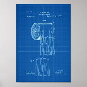 Toilet Paper Roll Patent Print Poster Blueprint