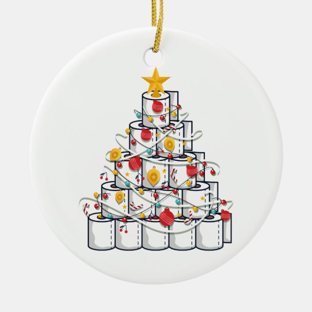 toilet paper tree 2020, funny Christmas Ceramic Tree Decoration (Front)