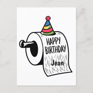 Toilet paper with birthda hat drawing postcard