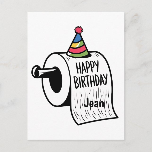 Toilet paper with birthda hat drawing postcard (Front)
