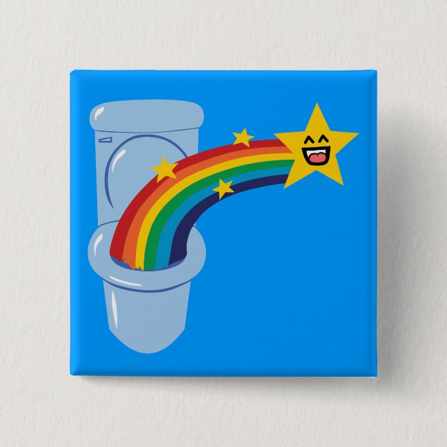 Toilet Rainbow 15 Cm Square Badge (Front)