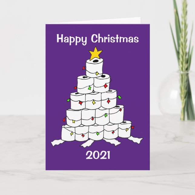 Toilet Roll Xmas Tree Holiday Card (Front)