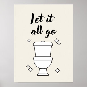 Toilet  Rules Minimalist Black and White Wall Art