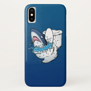 Toilet Shark Funny Blue Cartoon iPhone X Case