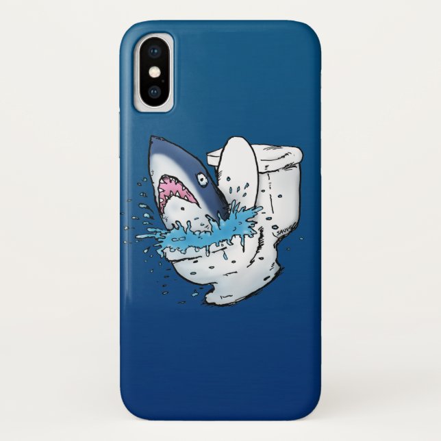 Toilet Shark Funny Blue Cartoon Case-Mate iPhone Case (Back)