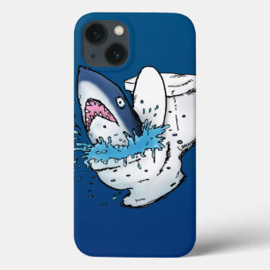 Toilet Shark Funny Blue Cartoon iPhone 13 Case