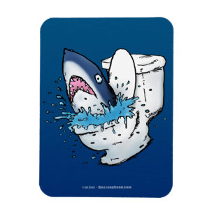 Toilet Shark Funny Blue Cartoon Magnet