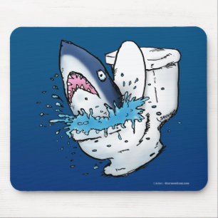 Toilet Shark Funny Blue Cartoon Mouse Mat