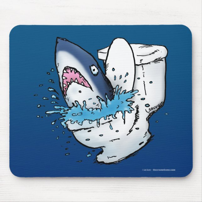 Toilet Shark Funny Blue Cartoon Mouse Mat (Front)
