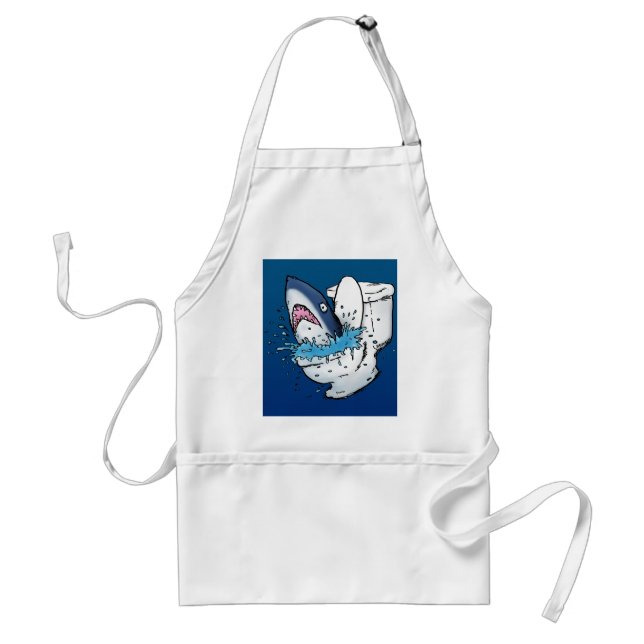 Toilet Shark Funny Blue Cartoon Standard Apron (Front)