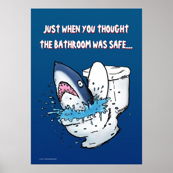 Toilet Shark Funny Poster Zazzle.co.uk
