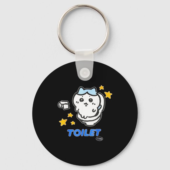 Toilet Time Chikawa Meme Tee  Key Ring (Front)