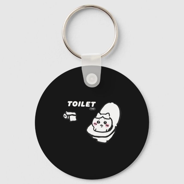 Toilet Time Chikawa Meme Tee  Key Ring (Front)