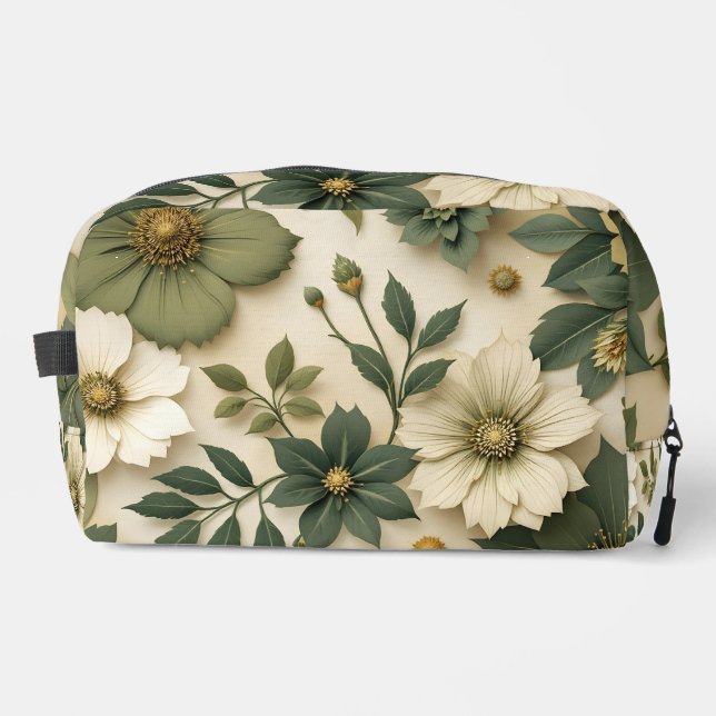 Toiletry bag green flowers pattern  (Front)