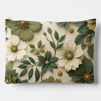 Toiletry bag green flowers pattern 