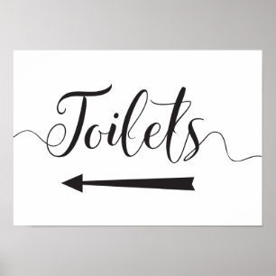 Toilets Directions Sign for Weddings Left Arrow
