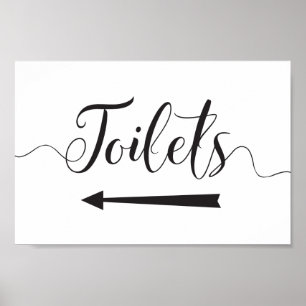 Toilets Directions Sign for Weddings Left Arrow