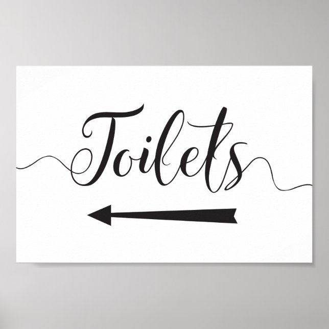 Toilets Directions Sign for Weddings Left Arrow (Front)