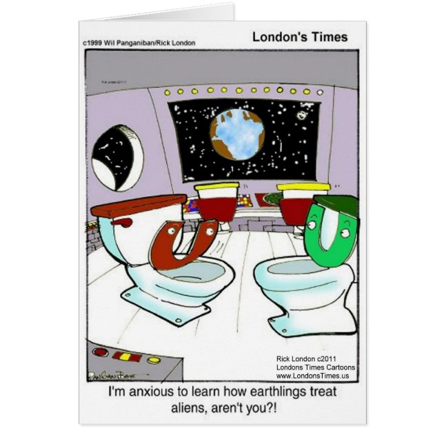 Toilets From Outer Space Funny Tees Mugs Cards Etc (Front)