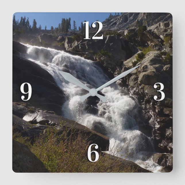 Tokopah Falls II at Sequoia National Park Square Wall Clock (Front)
