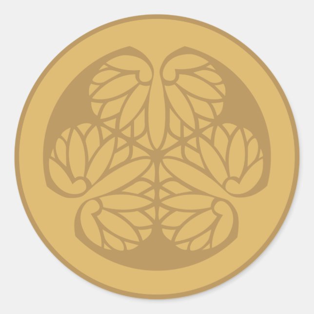 Tokugawa Aoi Japanese Mon Family Crest Sand Classic Round Sticker (Front)