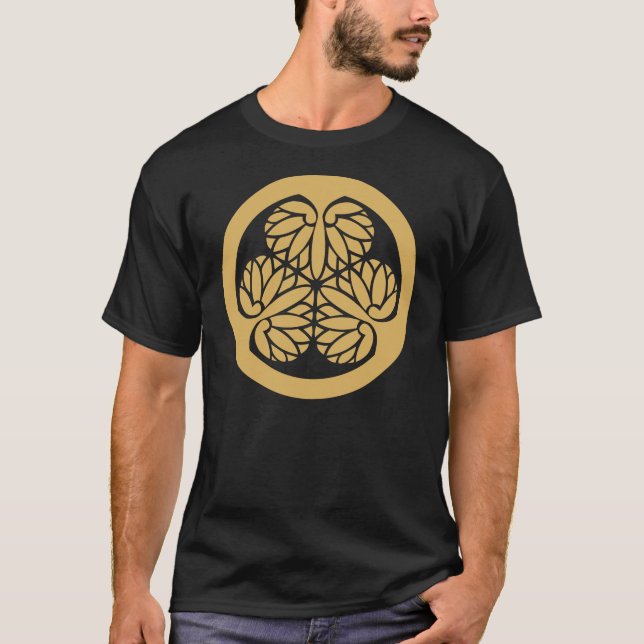 Tokugawa Aoi Japanese Mon Family Crest Sand T-Shirt (Front)